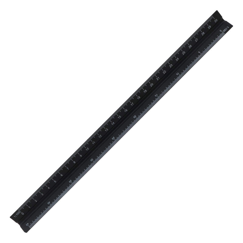 Triangular Scale Ruler 30cm Black Aluminum Alloy Metric Ruler 1:20 1:25 1:50 1:75 1:100 1:150 for Architect Drafting Engineer Measuring Tools - LeoForward Australia