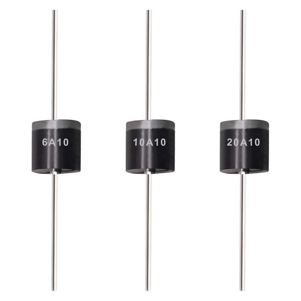 Tnisesm 20 Pcs 6A10, 10A10, 20A10 Rectifier Diode Kit 1000 Volt Electronic Silicon Diodes 6A10-10A10-20A10 - LeoForward Australia