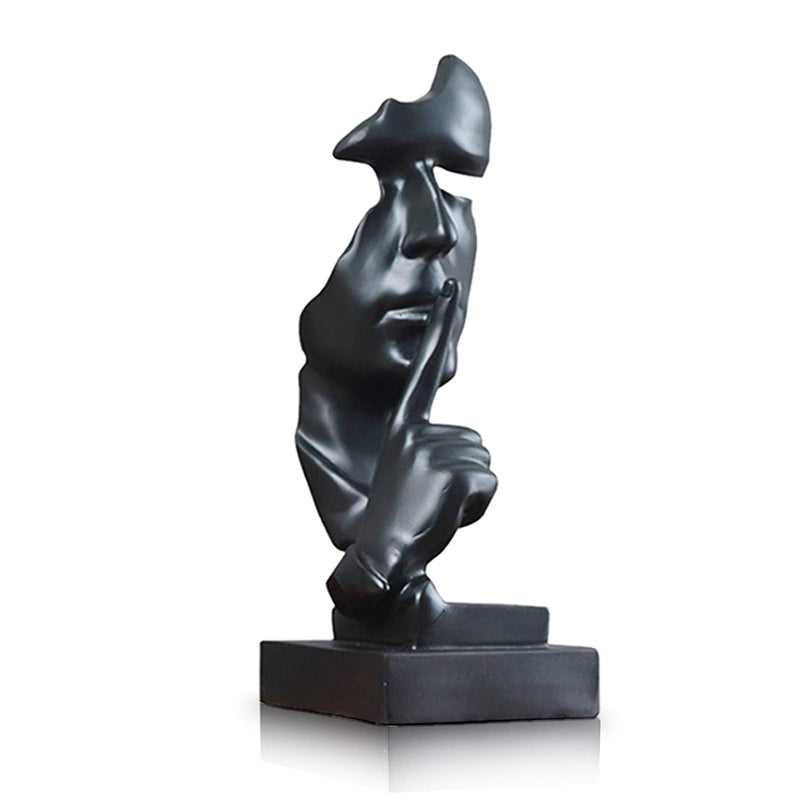  [AUSTRALIA] - Modern and Creative Silence Thinker of Men Statue Great Abstract Decorative Figurine Sculpture for Home and Living Room Decor Great for Office Or Desk (Black) Black