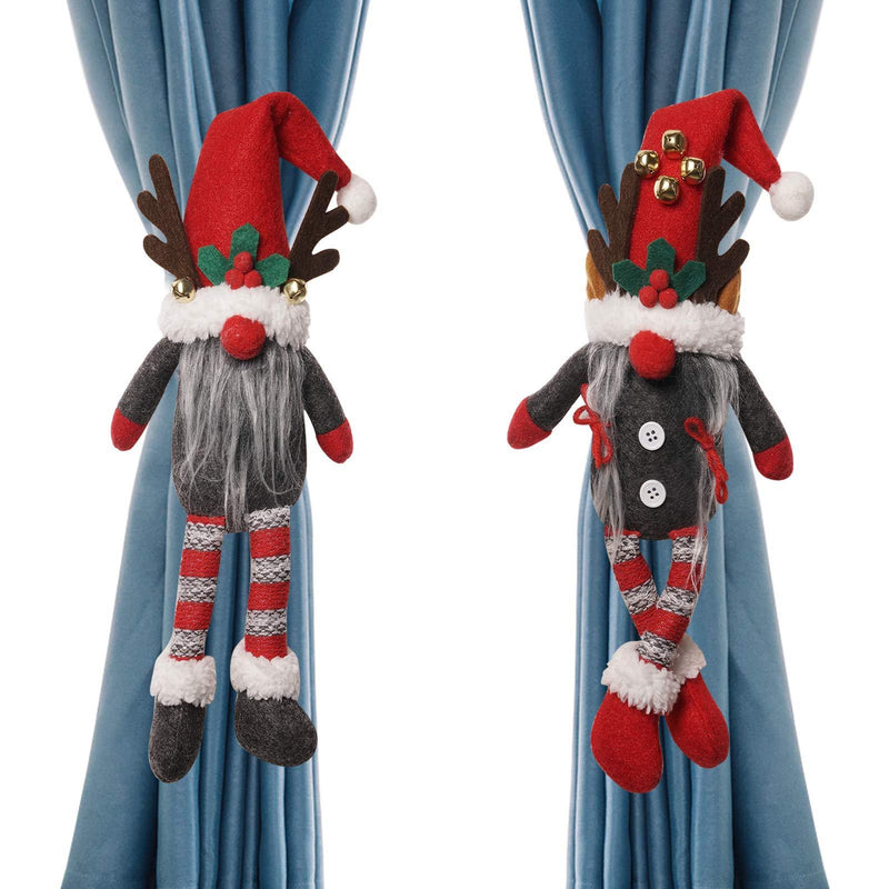  [AUSTRALIA] - Dongzhur Christmas Curtain Buckle Tieback Set of 2, Christmas Cartoon Doll Swedish Santa Gnome Fastener Buckle for Window Christmas Ornaments Decorations Bedroom Living Room Home Decor