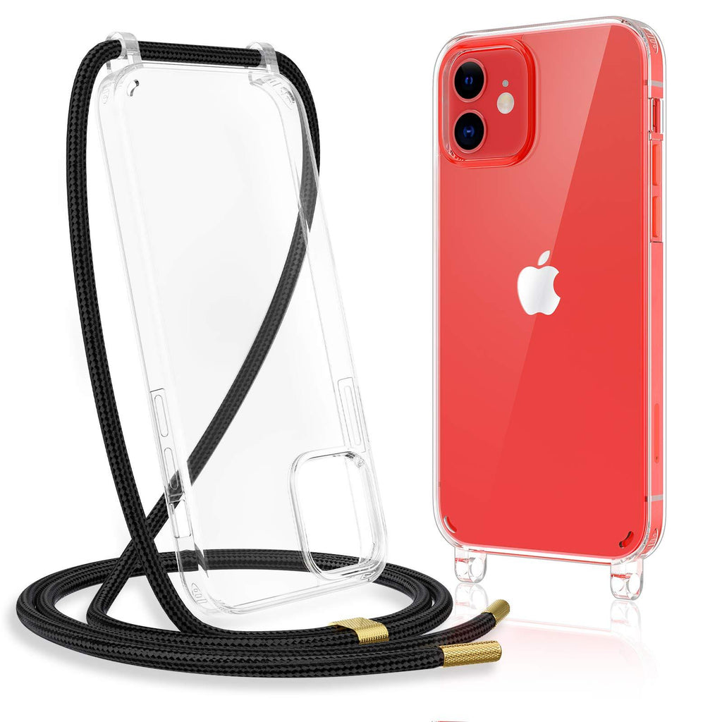  [AUSTRALIA] - Caka Clear Case for iPhone 12/12 Pro, iPhone 12 12 Pro Case with Crossbody Strap Adjustable Neck Lanyard Shockproof Protective Case for iPhone 12/12 Pro 6.1 inches -Clear