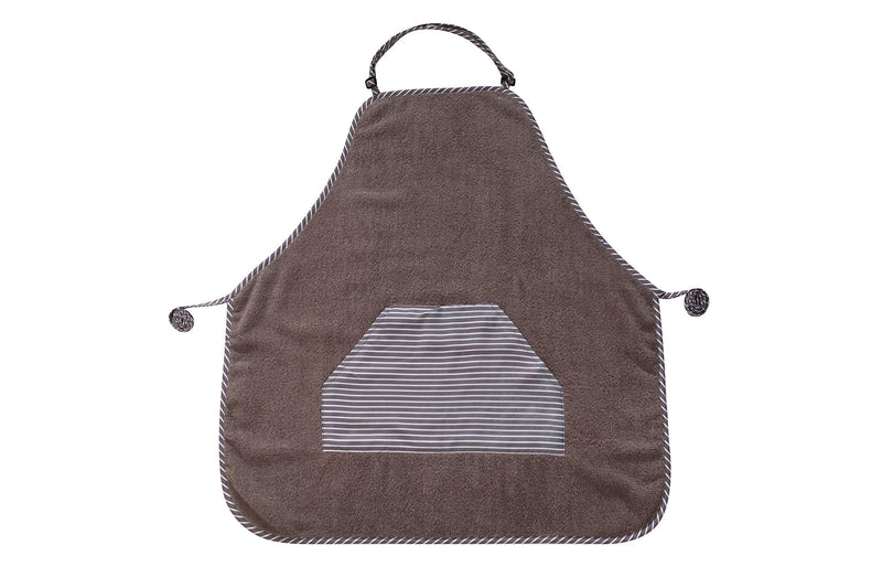  [AUSTRALIA] - Abstract 100% Cotton Terrycloth Apron with Convenient Pocket Durable Kitchen and Cooking Apron for Women/Men Professional Apron for Cooking, (Grey - Striped Pocket) Grey