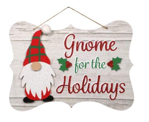  [AUSTRALIA] - decor Gnome Elf Christmas Navidad Holiday House Printed Hanging Wall Sign, 8x11.75 in.