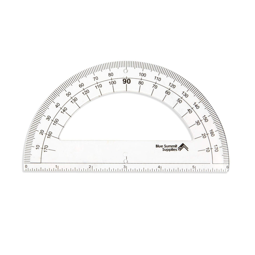 Blue Summit Supplies 30 Clear Plastic Protractors, 6 Inch, 180 Degrees, Classroom Set of Kids Protractor Rulers for Geometry and School Use, 30 Pack - LeoForward Australia