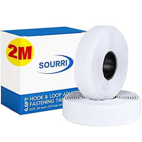  [AUSTRALIA] - SOURRI 3/4 in Self Adhesive Hook and Loop Sticky Back Tape Fastener, 6.6 Feet, Nylon Adhesive Double Sided Strips Fastener for Home Office School Car and Crafting Organization