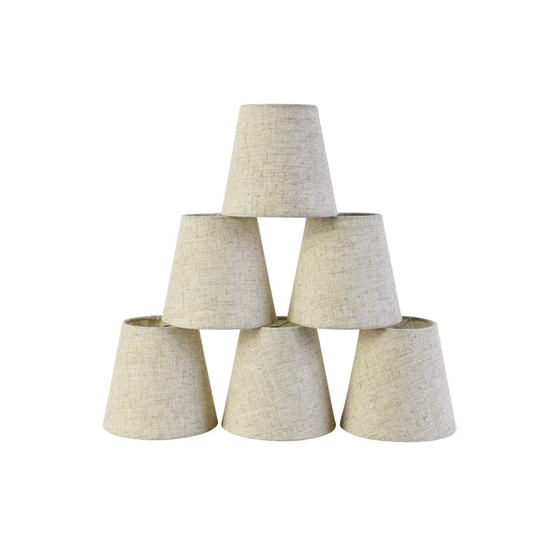  [AUSTRALIA] - Chandelier Lamp Shades Clip On Bulbs,6 PCS Mini Size 3.54x5.51x5.11 Inch Flax Material Off White Color Off-white