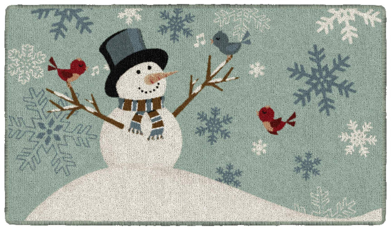  [AUSTRALIA] - Brumlow MILLS Snowman Songs Holiday Decorative Christmas Celebration Area Rug for Front Door, Entryway, Kitchen or Room, 1'8"" x 2'10""", Teal 1'8" x 2'10"