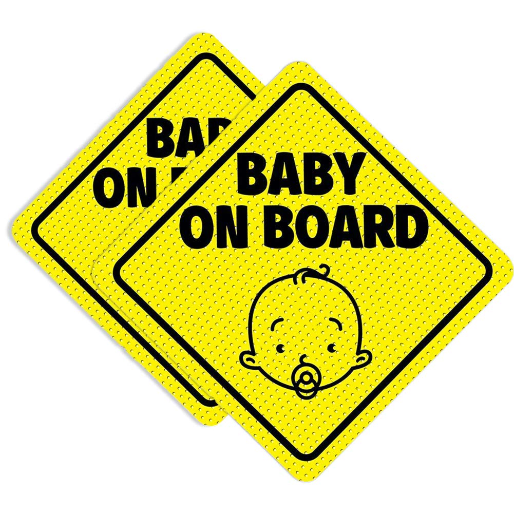  [AUSTRALIA] - BabyPop! 2 Pack Baby On Board Sticker Sign for Cars, No Residue and See Through Safety Cute Design 2 Pack A) Yellow