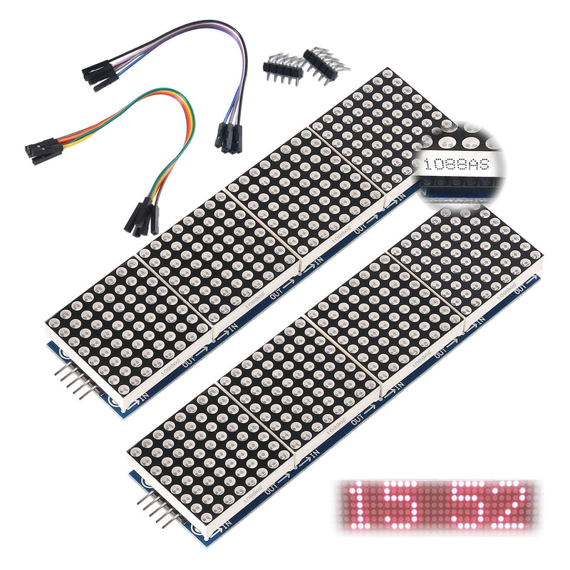  [AUSTRALIA] - ALAMSCN MAX7219 Dot Matrix Module 32x8 4 in 1 LED Display Modules for Arduino Raspberry Pi Microcontroller with 5Pin Wires Red (Pack of 2)