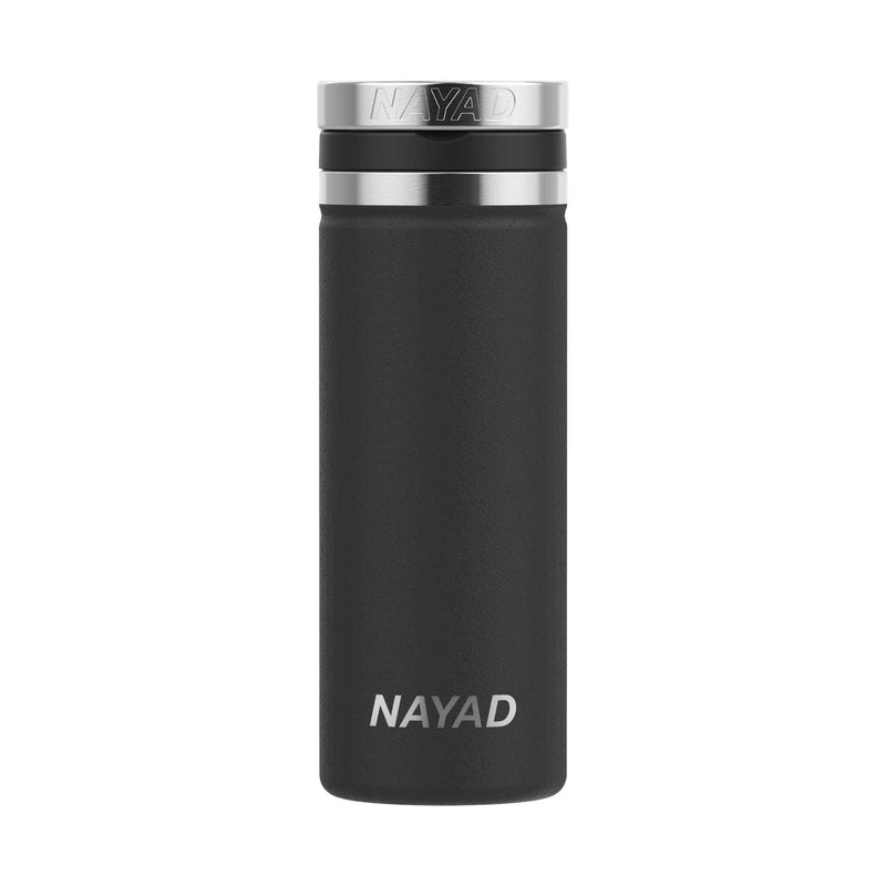  [AUSTRALIA] - Nayad Roamer Stainless Steel Vacuum Insulated Thermos Bottle, Automotive Cup Holder Compatible Travel Coffee Mug Water Bottle with Lid for Iced Cold/Hot Drinks (18 oz, Black) 18 oz