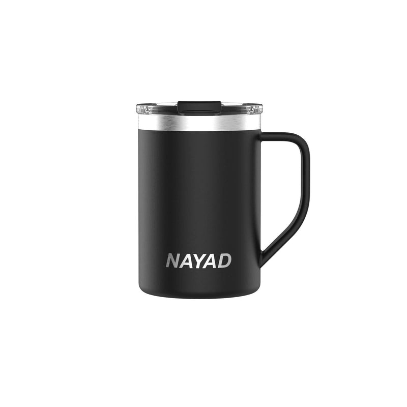  [AUSTRALIA] - NAYAD Metro Stainless Steel Vacuum Insulated Thermos Coffee Mug, Travel Water Bottle with Lid for Iced Cold/Hot Drinks (Black, 15 oz) Black