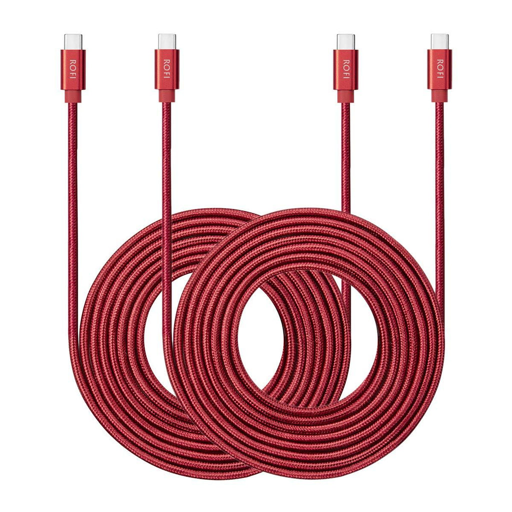 USB C to USB C Cable, RoFI [2Pack 10FT] 60W Power Delivery Fast Charge Type C Cord Compatible with MacBook Pro/iPad Pro/Galaxy S20/Microsoft Surface/Google Pixel and Other USB C Device (10 Feet, Red) 10 Feet - LeoForward Australia