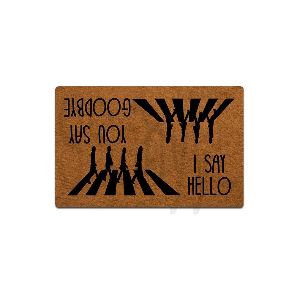  [AUSTRALIA] - Funny Front Door Mat You Say Goodbye and I Say Hello Doormat Funny Decor Rubber Non Slip Backing Funny Doormat for Outdoor/Indoor Uses, Low-Profile Rug Mats for Entry 23.6"(W) X 15.7"(L) 23.6*15.7