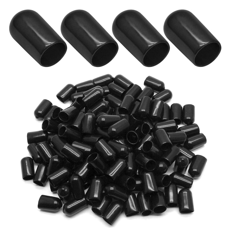  [AUSTRALIA] - Bonsicoky 120Pcs Round Rubber End Caps 1/2 Inch (12mm) ID Vinyl Flexible Screw Thread Protectors Black Bolt End Caps for Metal Tubing Rod Bolt 1/2" / 12mm