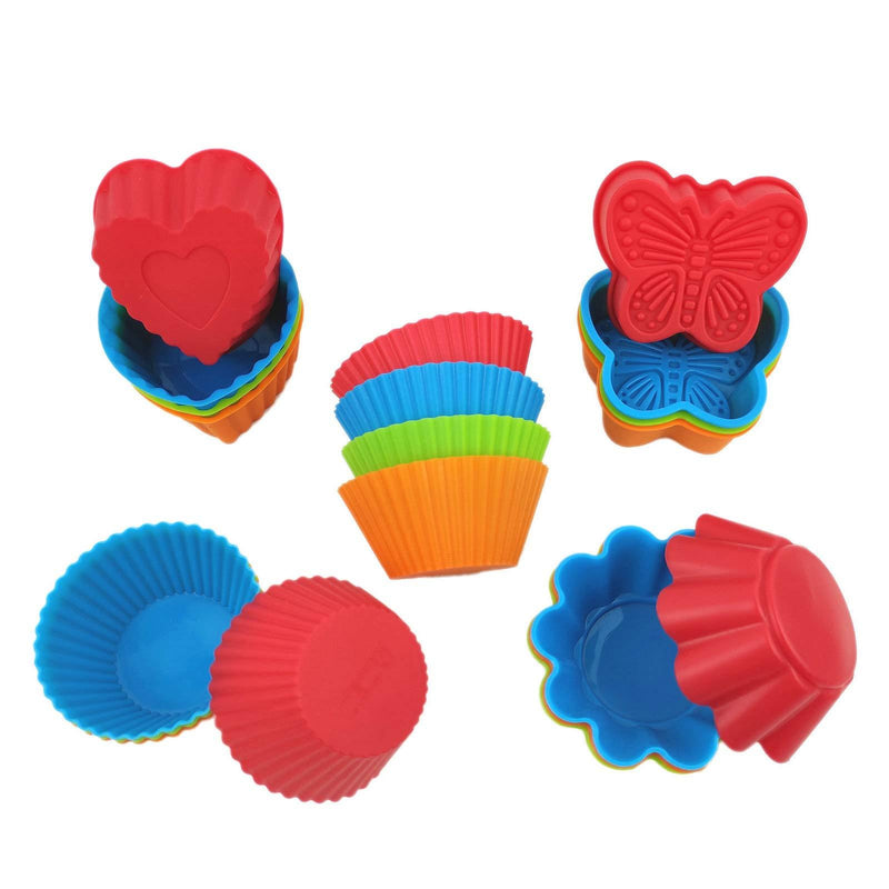  [AUSTRALIA] - Arestle 4 shapes 20 pack Silicone Muffin Cups, Non-stick Cupcake Liners, Reusable FDA and BPA Free Silicone Baking Molds