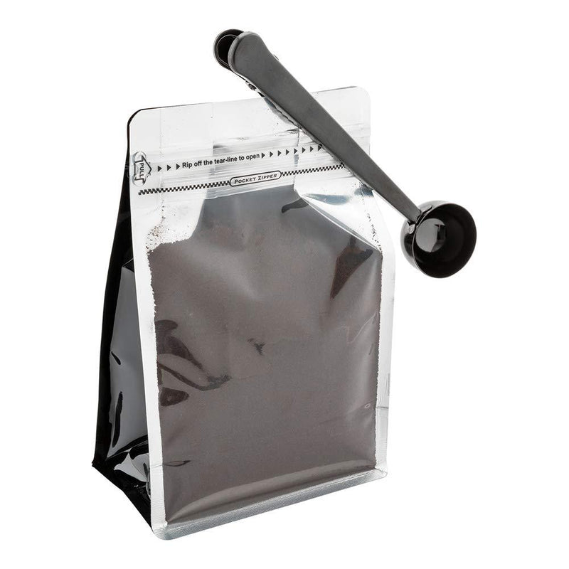  [AUSTRALIA] - Restpresso 1 Tbsp. Black-Plated Stainless Steel Coffee/Measuring Scoop - with Bag Clip - 1 count box - Restaurantware (RWT0642B)