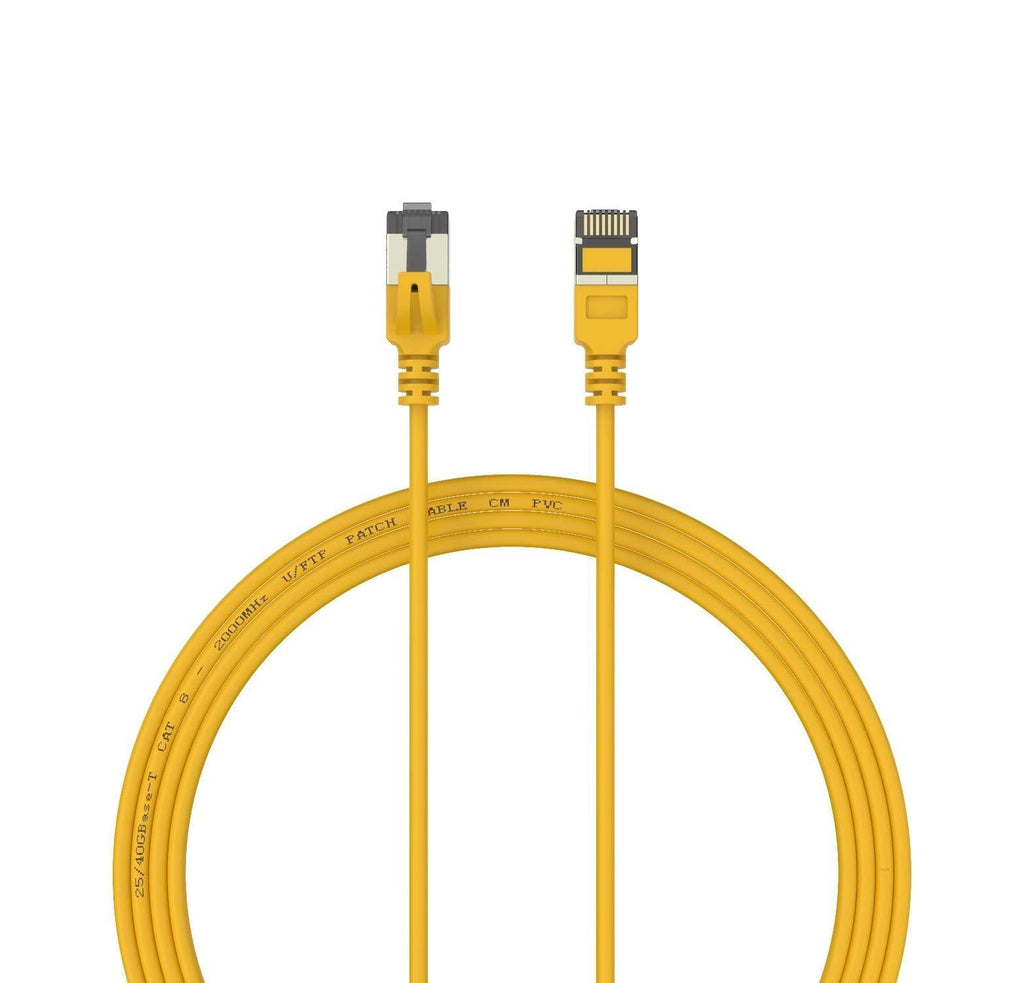 Nanosecond COLORTHIN CAT 8 Ethernet Cable - Super Slim and High Speed Cat8 LAN Network Cable. 40Gbps, 2000Mhz with Gold Plated Rj45 Connector, for Gaming/Router/Modem/Server (3 FT, Yellow) 3 FT Imperial Yellow - LeoForward Australia