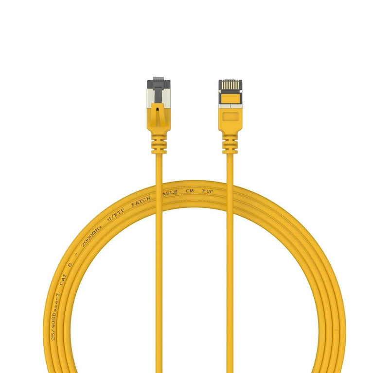 Nanosecond COLORTHIN CAT 8 Ethernet Cable - Super Slim and High Speed Cat8 LAN Network Cable. 40Gbps, 2000Mhz with Gold Plated Rj45 Connector, for Gaming/Router/Modem/Server (3 FT, Yellow) 3 FT Imperial Yellow - LeoForward Australia