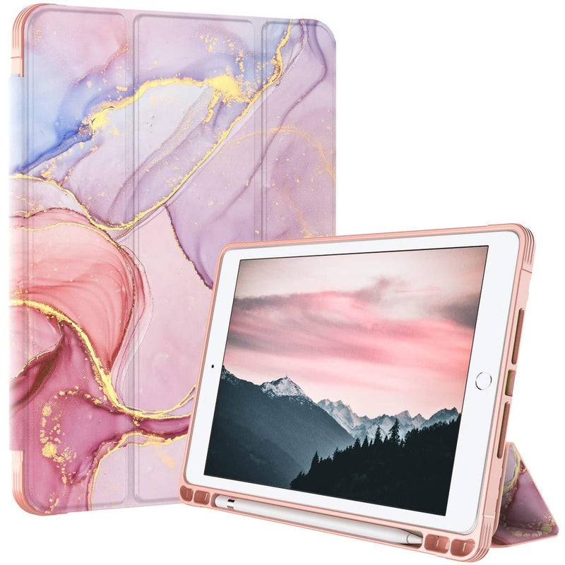  [AUSTRALIA] - PIXIU ipad 10.2 case with Pencil Holder 2021& 2019 & 2020 Release,iPad 9th/8th/7th Generation Case,Full Body Protective Filio Smart case Cover with Wake/Sleep Feature for iPad 10.2 inch Marble