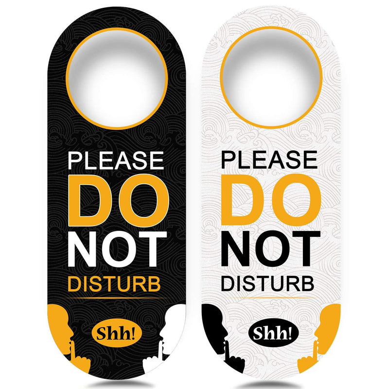  [AUSTRALIA] - 4 Pack Do Not Disturb Door Hanger Sign Funny, Meeting in Progress Door Sign PSLER Black and White Ideal for Therapy, Sleeping, Session in Progress,Spa Treatment, 8.86X3.35 inches PVC Hanging Sign