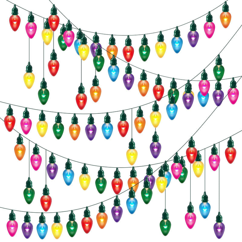  [AUSTRALIA] - 72 Pieces Christmas Light Banner, Colorful Light Bulbs Cut-Outs, Christmas Bulb Garland, Light Bulb Garland, Wall Sticker Decor with 120 Pieces Removable Glue Point Dots and Dark Green Twine