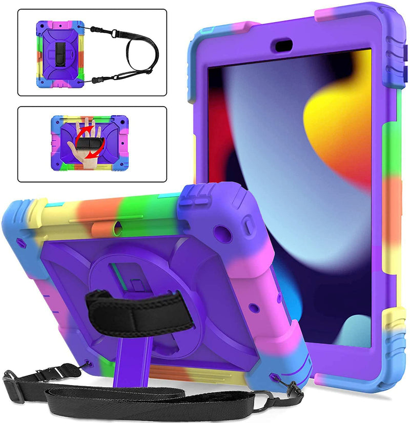  [AUSTRALIA] - BMOUO iPad 9th Generation Case, iPad 8th/7th Generation Case, iPad 10.2 Case,Hybrid Shockproof [360 Rotating Stand] [Hand Strap] [Pencil Holder] Kids Case for New iPad 10.2" 2021/2020/2019 - Purple