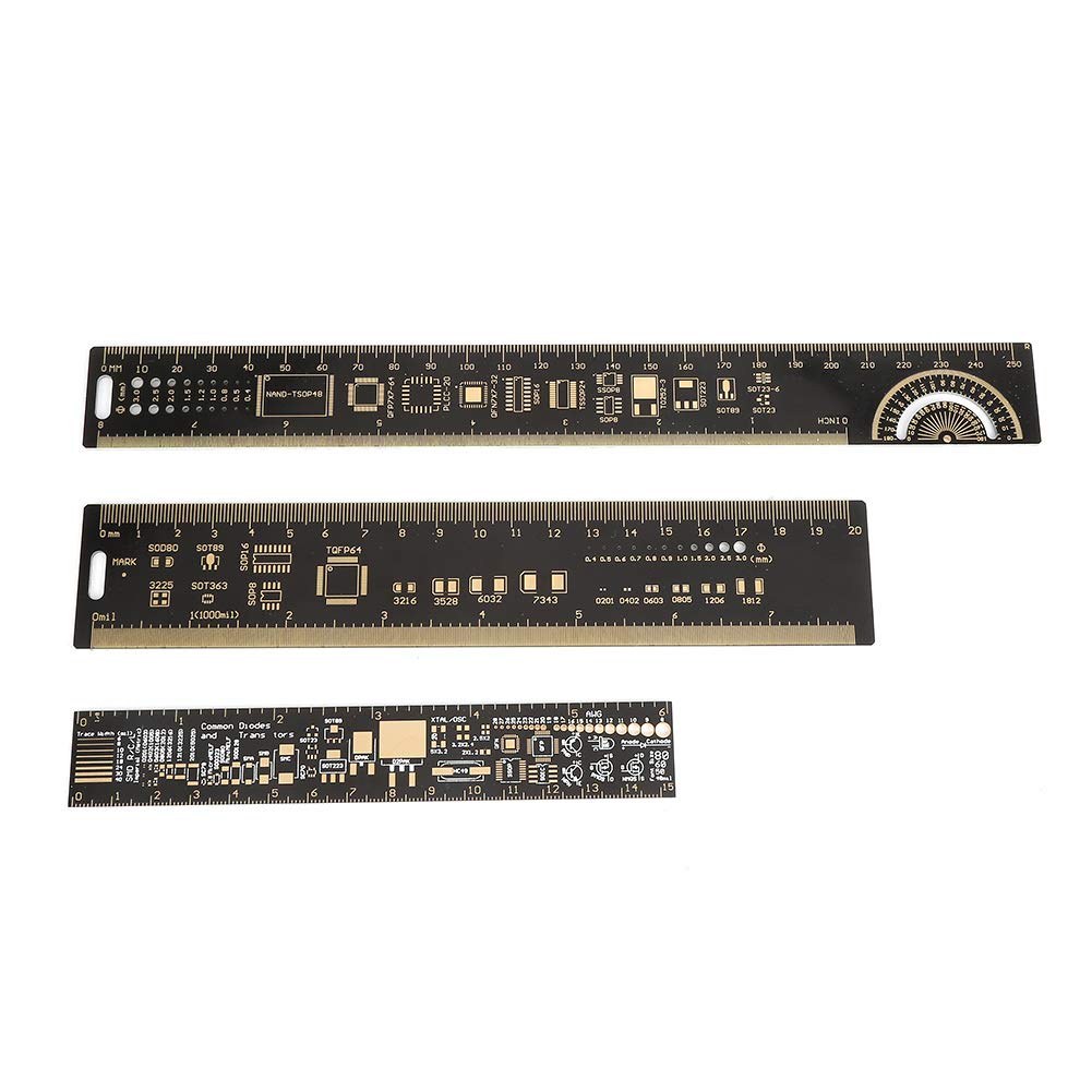  [AUSTRALIA] - Multifunctional Ruler, 3Type of Set 15/20/25cm 6.3/7.87/10.23 inch PCB Ruler Electronic Engineers Multifunctional Ruler Printed Circuit Board Ruler