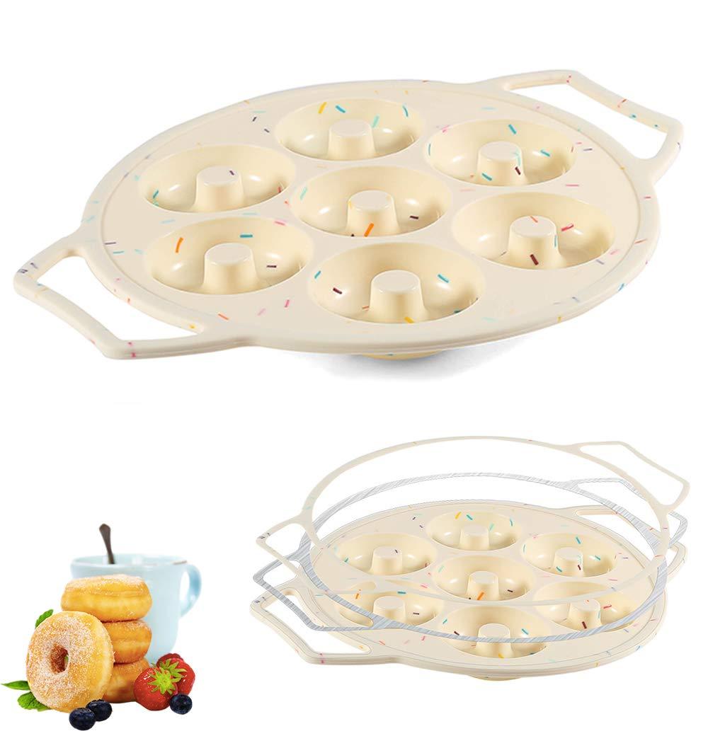  [AUSTRALIA] - Silicone Mini Donut Pan Cake Mold Doughnut Pans for Baking, No Stick 7-Cavity Small Donut Cake Pan with Handle (Small)