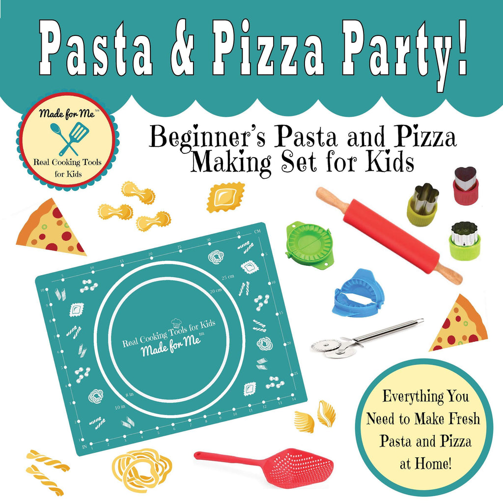  [AUSTRALIA] - Kids Cooking - Pasta & Pizza Party! - Beginner's Pasta & Pizza Making Set for Children w/Easy Recipes & Instruction Guide/from the makers of Pancake Party Art Kits & Beginner's Kids Chef Knife!