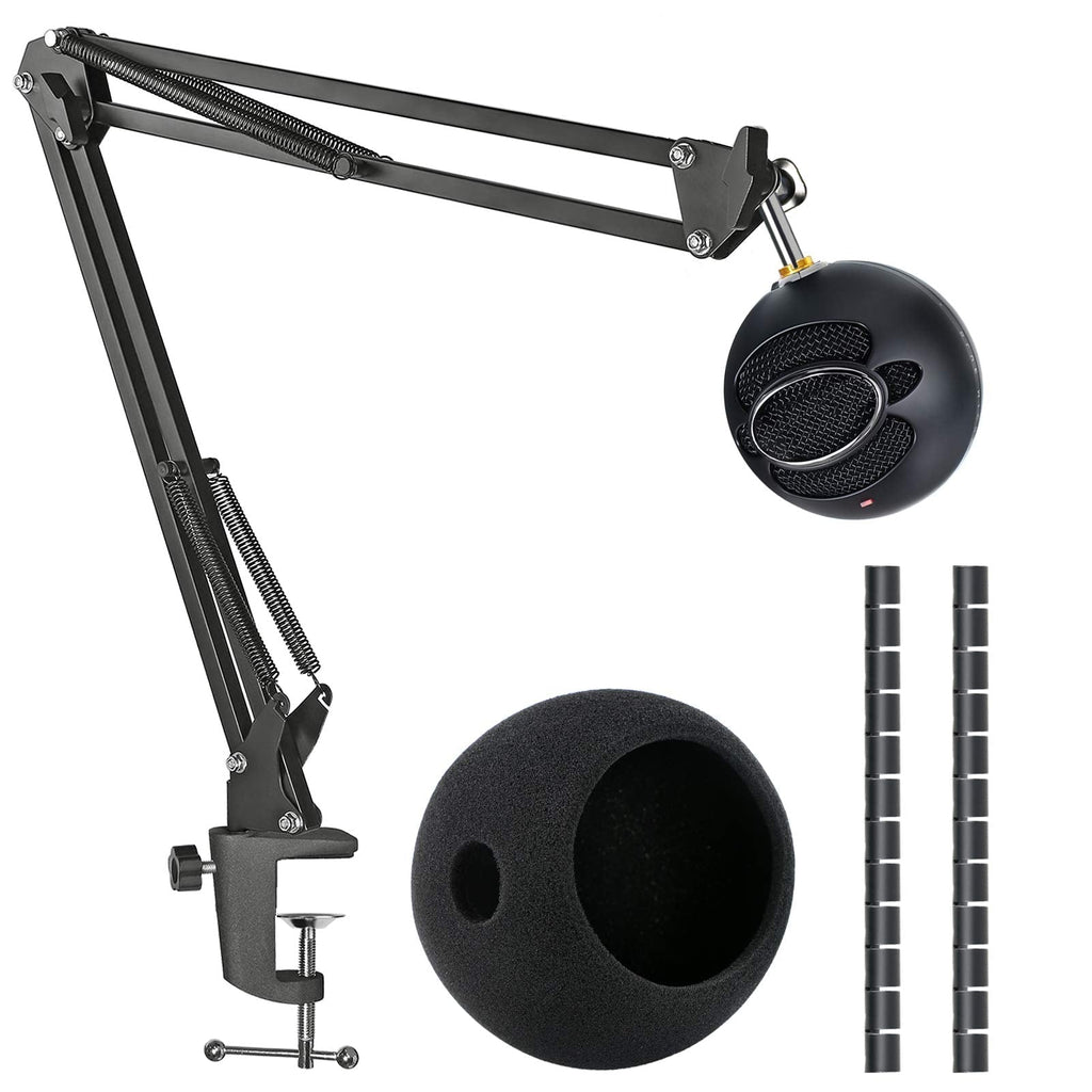  [AUSTRALIA] - Snowball iCE Mic Boom Arm Stand with Pop Filter, Compatible with Blue Snowball, Blue Snowball Ice USB Microphone with Cable Sleeve by SUNMON Mic Stand with Pop Filter and Cable Sleeve