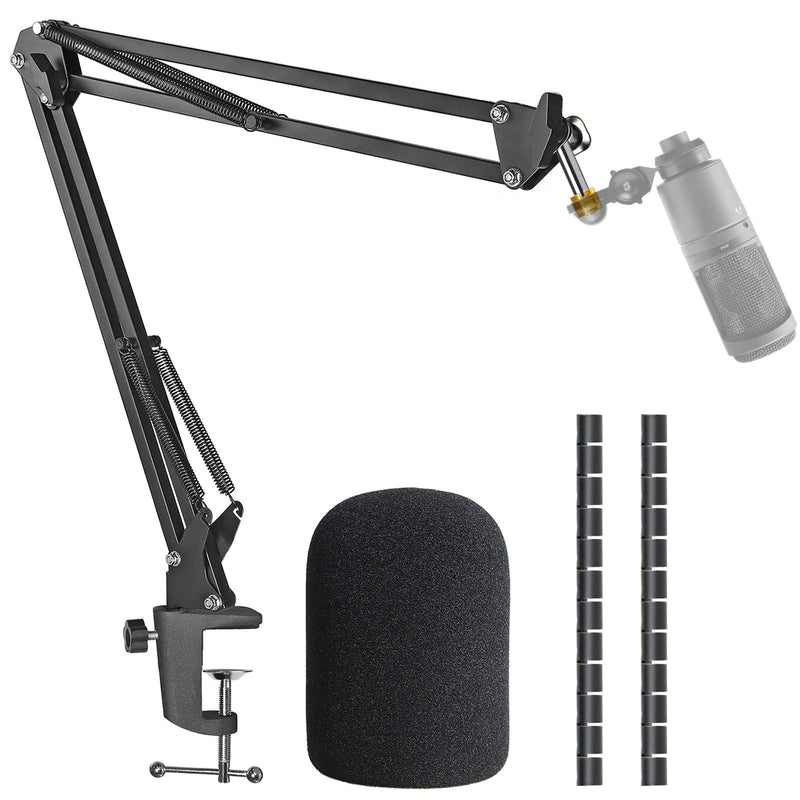  [AUSTRALIA] - AT2020 Mic Boom Arm Stand with Pop Filter, Compatible with Audio-Technica AT2020, Audio-Technica AT2020V USB Microphone with Cable Sleeve by SUNMON Mic Stand with Pop Filter and Cable Sleeve