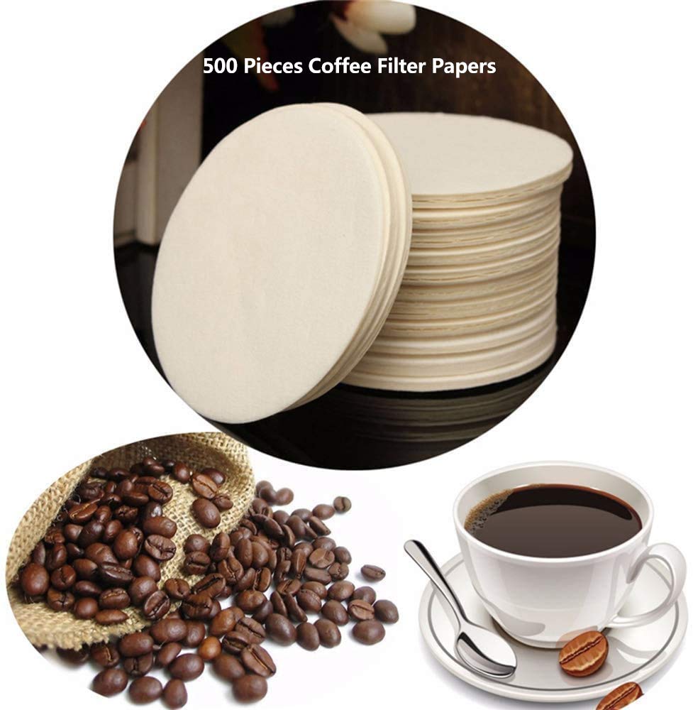  [AUSTRALIA] - Coffee Filters Paper, Universal Replacement Coffee Filter for AeroPress, Compatible with Coffee Maker, Round Unbleached Paper Filters, Natural Brown, 500 Pieces (Coffee Filters Paper-Brown) Coffee Filters Paper-Brown