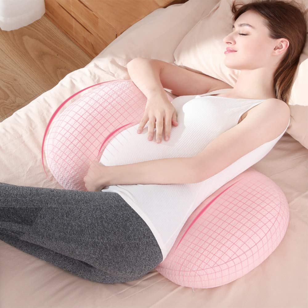  [AUSTRALIA] - Callerpan Pregnancy Pillow for Side Sleeper, Double Wedge Pillow for Maternity, Side Sleeping Pillow for Body, Belly, Waist, Back Support (Pink) Pink
