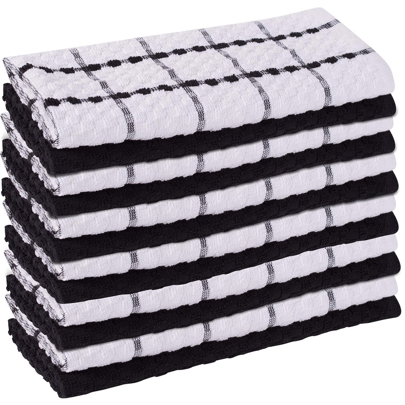  [AUSTRALIA] - GREEN LIFESTYLE 12 Pack Kitchen Towels (Black and White) Black and White