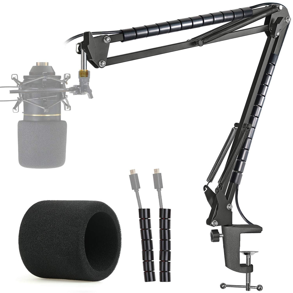  [AUSTRALIA] - MXL 770 990 Microphone Stand with Pop Filter - Mic Suspension Boom Arm Stand with Windscreen, Cable Sleeve Compatible with MXL 770 990 Mics by YOUSHARES