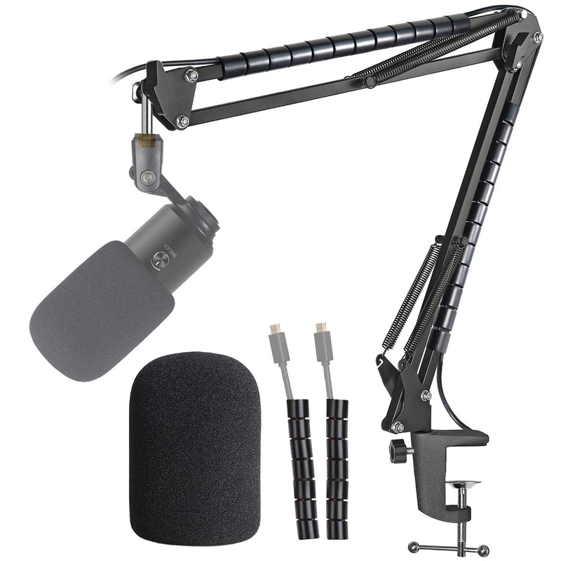  [AUSTRALIA] - Mic Stand For Fifine K670 670B, Boom Arm with Windscreen and Cable Sleeve Compatible with Fifine USB Podcast Microphone, Professional Adjustable Suspension Boom Scissor Mic Stand by YOUSHARES