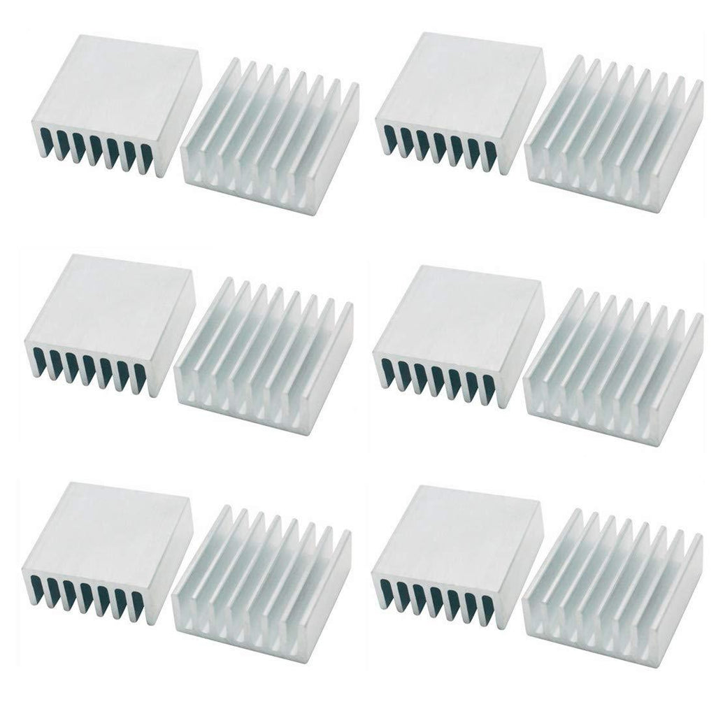 QMseller 12pcs Aluminum Chipset Heat Radiator Cooling Fin Heatsink 25mm (L) x 25mm(W) x 10mm(H) Silver Tone - LeoForward Australia