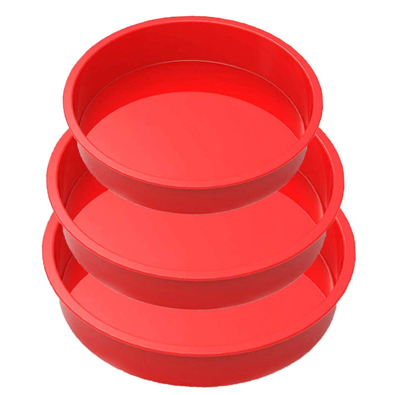  [AUSTRALIA] - XIDAJIE Silicone Cake Mold Pan 3Pcs Round Silicone Cake Pan Baking Pans for Christmas Baking Nonstick and Quick Release 6.5", 8", 9" Christmas Home Baking Tool