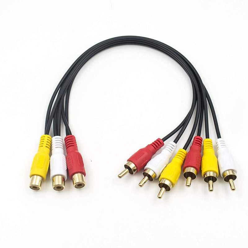 Duttek RCA Splitter Cable,AV Splitter 3 RCA Female Jack to 6 RCA Male Plug RCA Y Splitter Extension Audio Video AV Adapter Cable 30cm/11.8 Inch 3 RCA F to 6 RCA Ｍ　 - LeoForward Australia