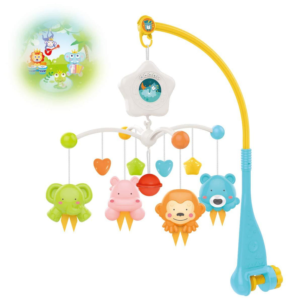  [AUSTRALIA] - Baby Crib Mobile with Projrctor and Relaxing Music, Hanging Rotating Animals Rattles Nursery Gift Toy for Newborn 0-24 Months Boys and Girls Sleep(Blue)