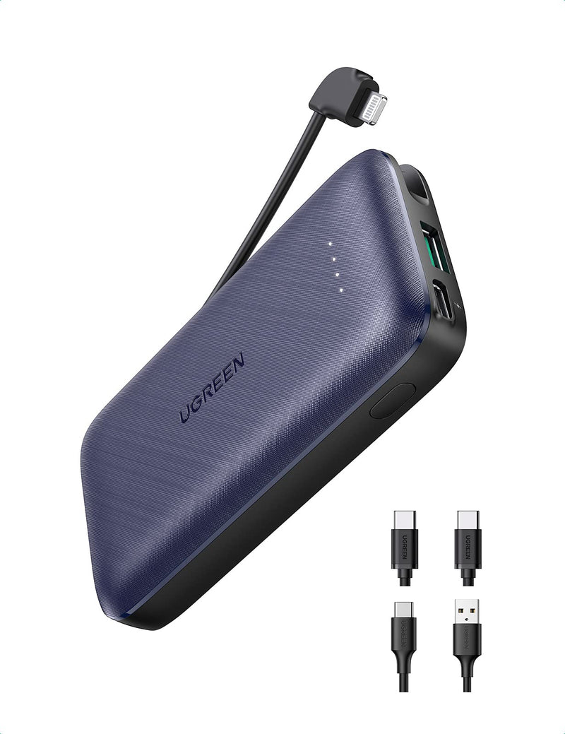  [AUSTRALIA] - UGREEN Portable Charger with Lightning Cable - MFi Certified, 10000mAh Mini Power Bank, PD 20W Battery Fast Charger Compatible with iPhone 13/13 Pro/13 Mini/12/11/XR/XS/8/7, iPad Air, Pixel 5 LG V50