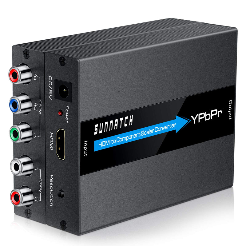  [AUSTRALIA] - SUNNATCH HDMI to Component Converter with Scaler Function, 1080P HDMI to RGB Converter, HDMI to YPbPr 5RCA Converter, HDMI in Component YPbPr Out Converter Adapter(Aluminum)