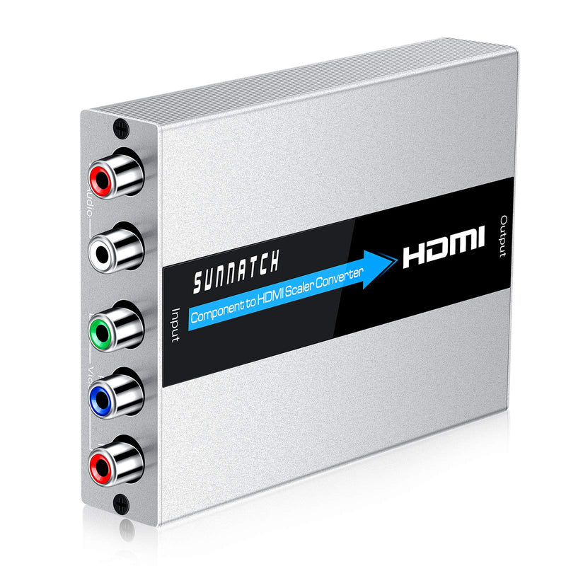  [AUSTRALIA] - SUNNATCH Component to HDMI Converter with Scaler Function, RGB to HDMI Converter, 5RCA YPbPr to HDMI Converter Adapter, Component in HDMI Out Converter(1080P, Aluminum)