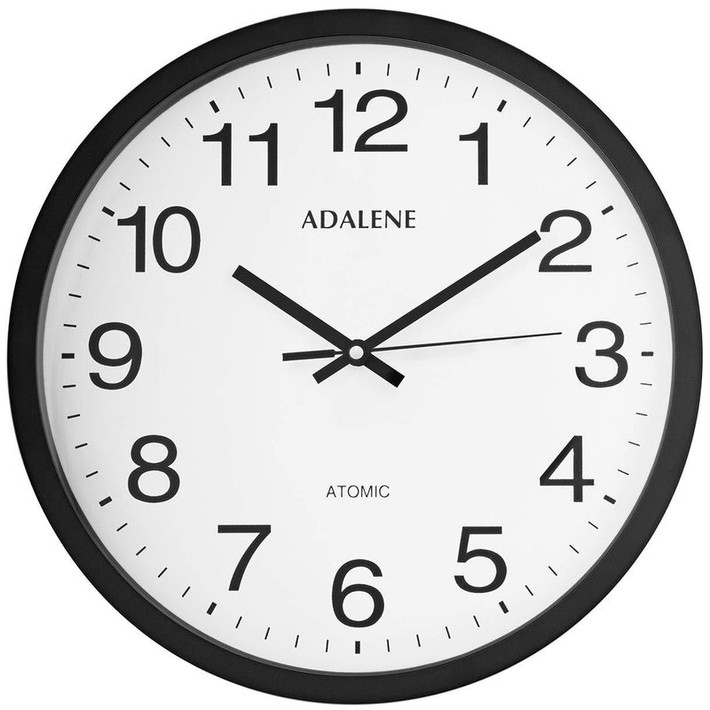 [AUSTRALIA] - Adalene 12 Inch Large Atomic Wall Clock Analog Display - Vintage Black Wall Clock Atomic Movement - Battery Operated Modern Wall Clock for Office, School Classroom, Kitchen, Bedroom, Bathroom, Outdoor