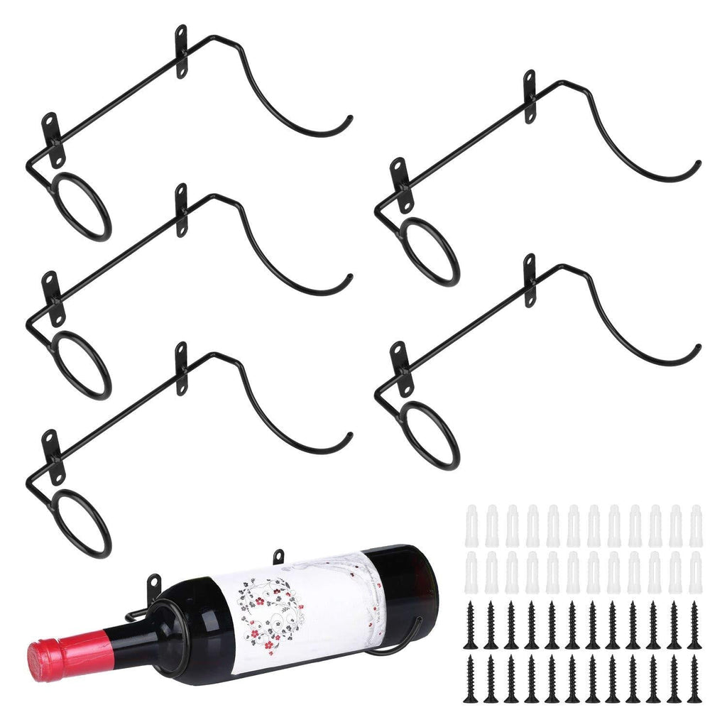  [AUSTRALIA] - Spiral Wine Wall Holder, 6 Pack Wall Mounted Wine Rack, Metal Wine Bottle Display Holder for Wine Storage Wall Wine Theme Decor, Black (to The Left Style) to The Left Style