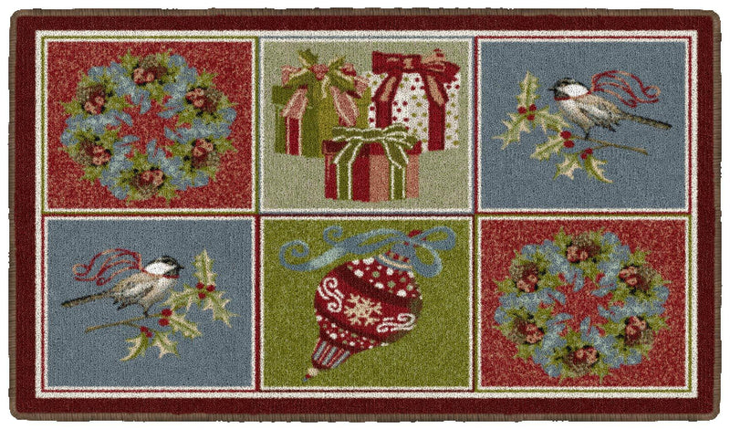  [AUSTRALIA] - Brumlow MILLS Festive Blocks Washable Christmas Indoor or Outdoor Holiday Rug for Living or Dining Room, Bedroom and Kitchen Area, 20x34, Multicolor, EW20553-20X34BH 1'8" x 2'10"