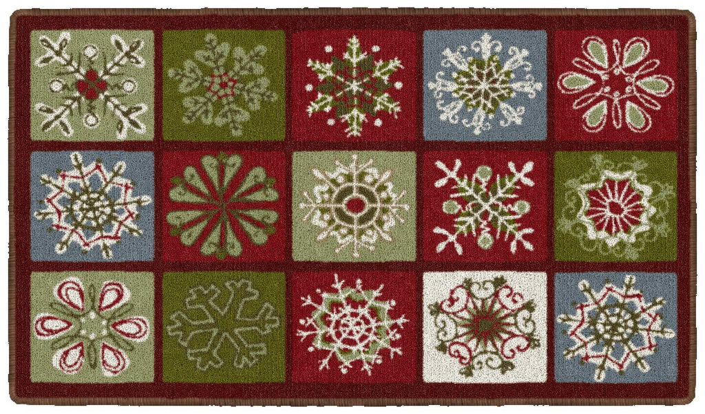  [AUSTRALIA] - Brumlow MILLS Holiday Blocks Washable Festive Christmas Squares Indoor or Outdoor Holiday Rug for Living or Dining Room, Bedroom and Kitchen Area, 20x34, Multicolor, EW20559-20X34BH 1'8" x 2'10"