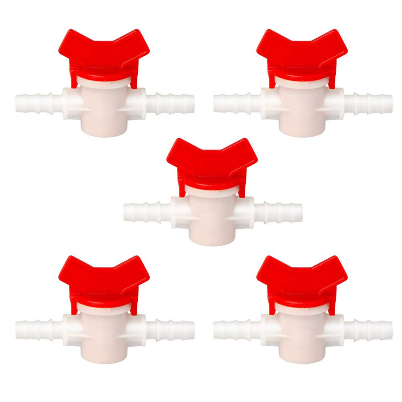  [AUSTRALIA] - Feelers Drip Irrigation Switch Valve, 1/4" Barbed Hose ID Ball Valve for Drip Irrigation Hoses Agricultura Garden (Pack of 5) 1/4" Barb 5Pcs
