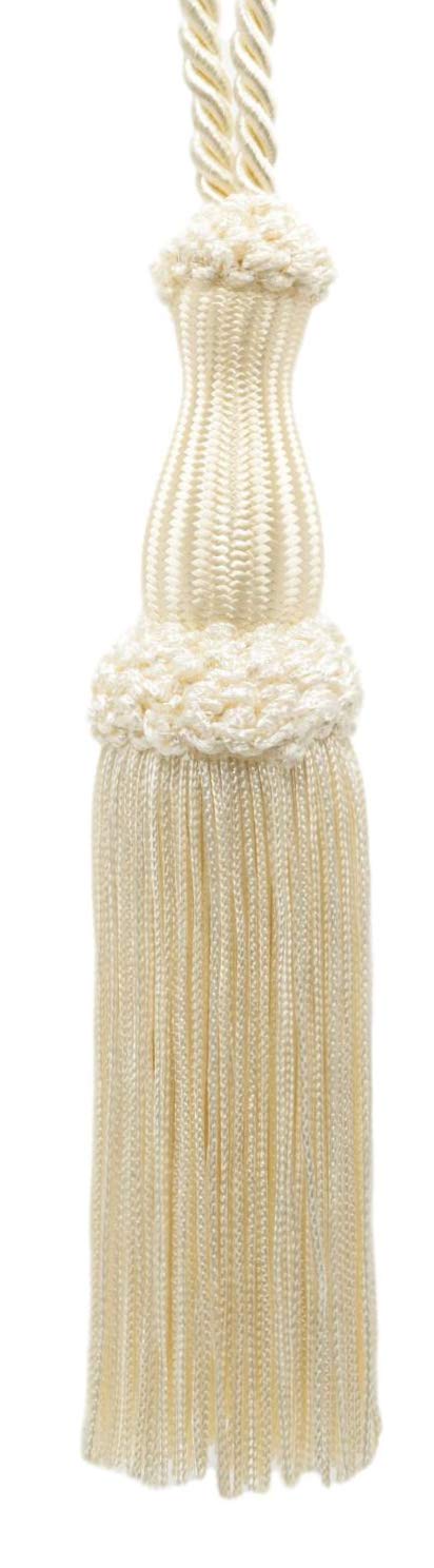  [AUSTRALIA] - DÉCOPRO Beautiful Ivory Decorative Chainette Key Tassel, 5 inch Tassel Length, 5 Inch Loop, Color: A2 - Ecru