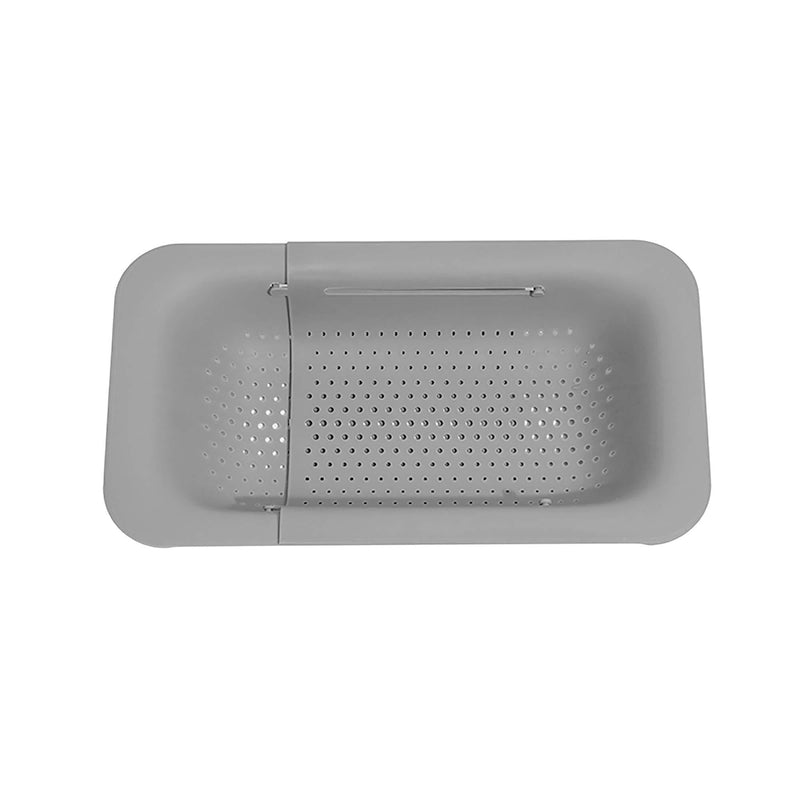  [AUSTRALIA] - Kitchen Strainer Basket Over the Sink Strain, Drain, Wash Veggie, Fruit, and Pasta, Colander with Extendable Grip Handles, Essential Draining Rack (Grey) Gray